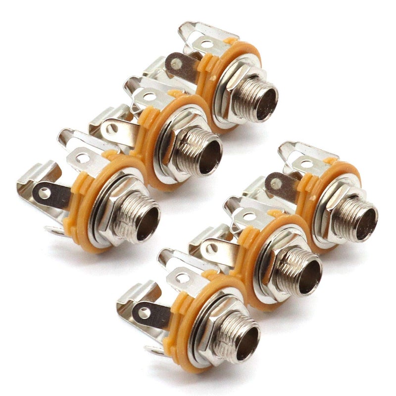 LOCHSOEL 6.35mm (1/4inch) Female Stereo Socket Panel Mount Jacks, Patch Cables, Microphone Connector Adapter 6 Pack-Lageter - Image 1